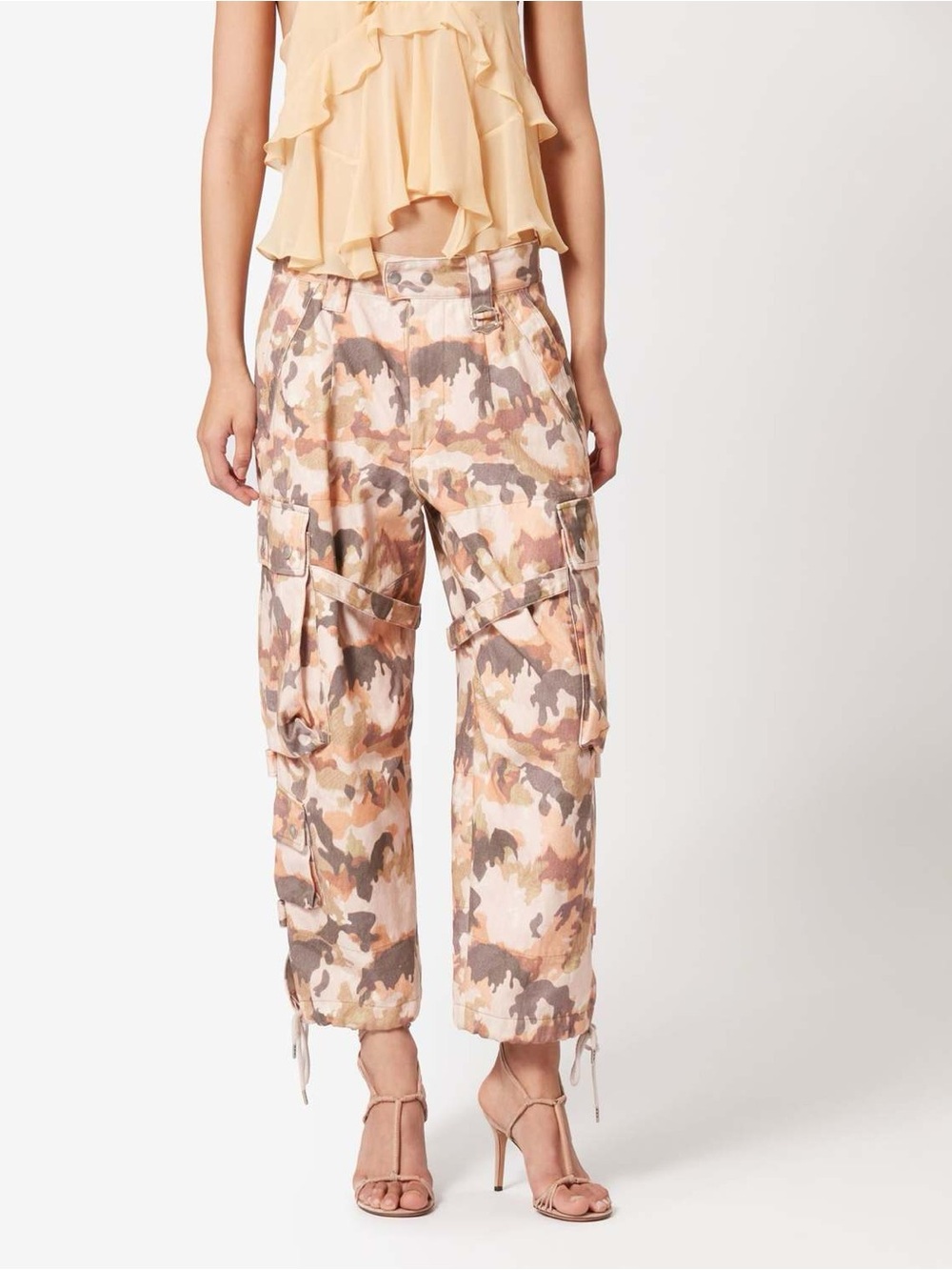 NWT Isabel Marant Elore Cotton Cargo Camo print denim pant trousers sz IT 36